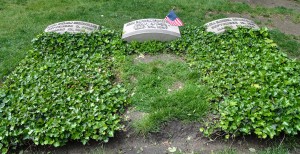 Cleveland, Ohio:  Graves of John D. Rockefeller (center) and his wife and mother, Lakeview Cemetery  5/22/10