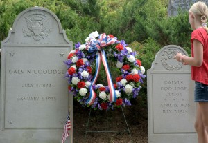 Plymouth, VT:  Headstones of Pres. Calvin Coolidge & his Son 7/4/12