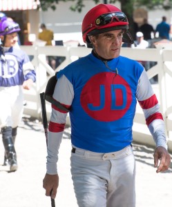 Saratoga, NY:  Jockey on Way to Saddling Enclosure 8/25/24