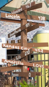 St. Paul, MN:  Midway Stadium.  Signpost to American Association baseball stadiums. 7/18/14.