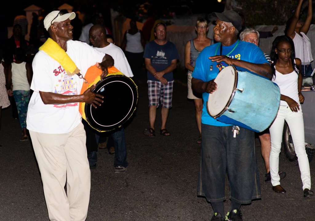 Nassau, Bahamas:  Two Junkanooers at Duvalier Rush 1/4/15