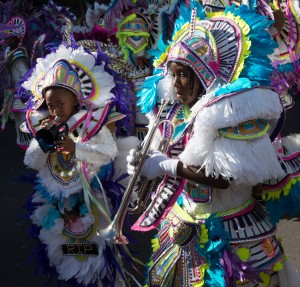 Nassau, Bahamas:  Young Trumpet Players, Boxing Day Junkanoo 2014