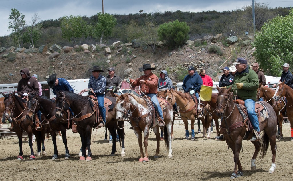 Mayer, AZ:  Riders & Judge awaiting next run.  4/25/15