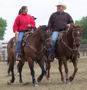 Mayer, AZ:  Friends keeping their mounts loose.  Horse on left I thought the best on the grounds.  4/25/15