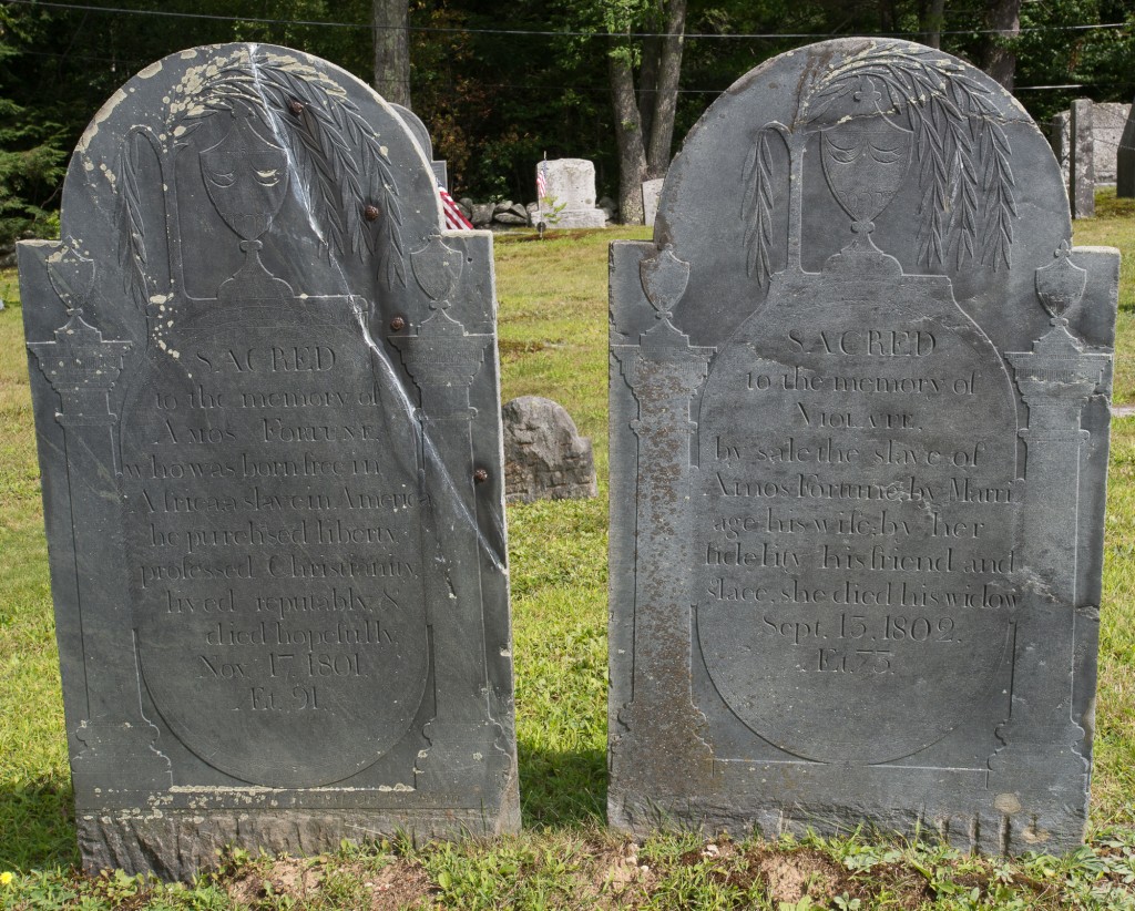 Jaffrey, NH: Old Burying Ground, headstones of Amos & Violante Fortune 8/29/15