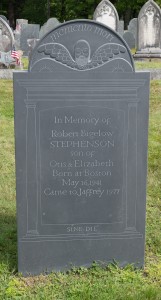 Jaffrey, NH: Old Burying Ground, headstone of Robert Stephenson 8/29/15